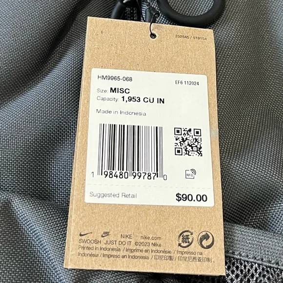 Authentic New Nike Varsity Elite Hoops Backpack Black Grey Basketball Bag - Picture 2 of 5